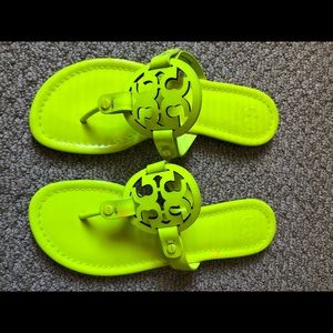 Rare! Tory Burch Miller Sandals- never worn size 6 Fluo Yellow!